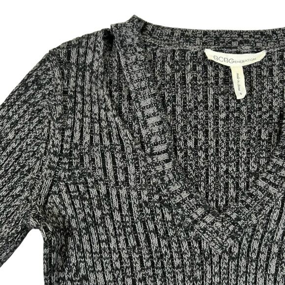 BCBGeneration - Boho - Partycore Gray Women's Deep V Neck Sweater - Size: Small - Picture 3 of 9